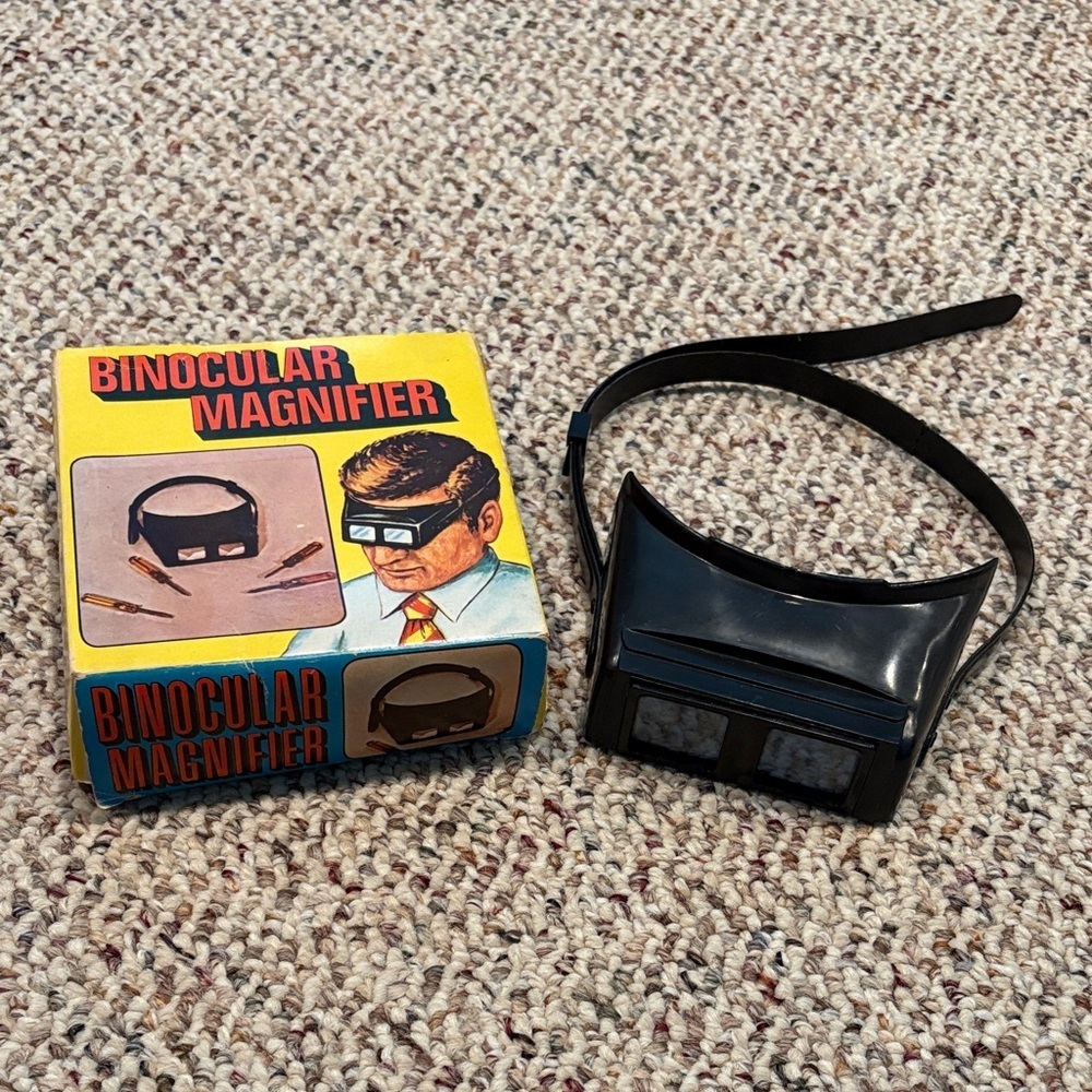 Vintage Binocular Magnifier Headset in Black with Original Box. 1976